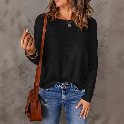 Dam Långärmad Tröja Löst Sittande Alpaka-Ull-4