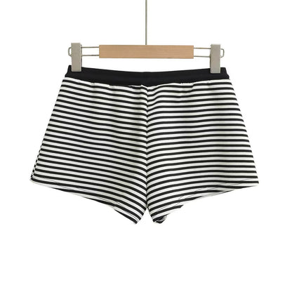 Kvinnors Simshorts Elastisk Midja Snabbtorkande Tyg Randigt Mönster-3