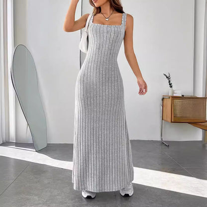 Maxiklänning Dam Hög Midja Spaghettisnören Polyester Lång Klänning-3