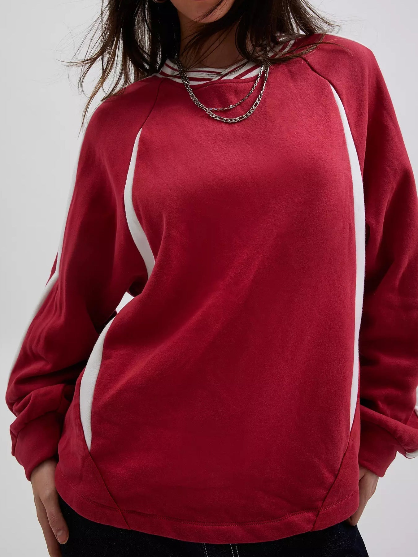 Dam Fritidströja Färgblock Polyester Casual-3