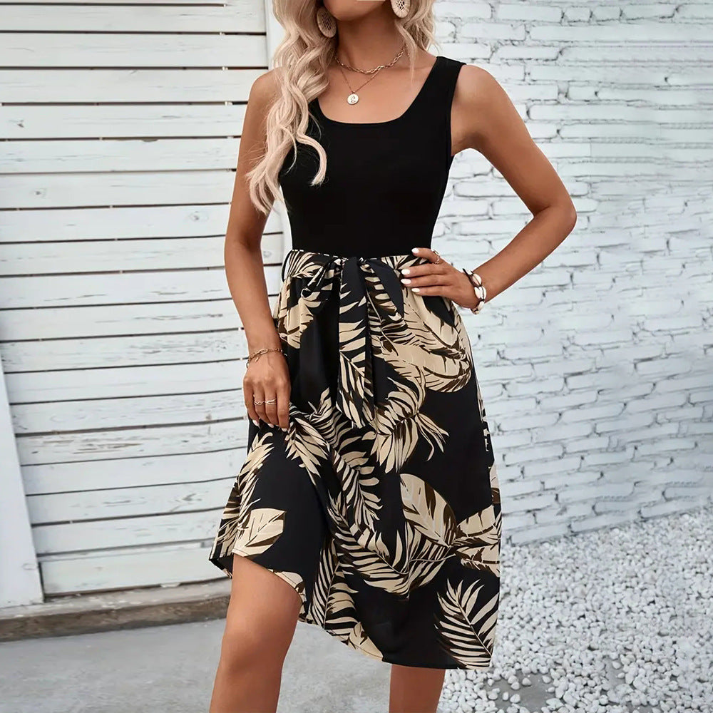 Damklänning A-Linje Blommig Polyester 3