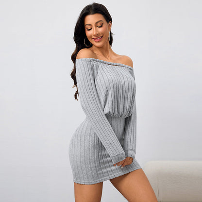 Damklänning Tätt Passande Monokrom Stretch Polyester-5