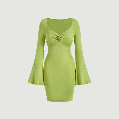 Dam Klänning Bodycon U-hals Enfärgad Polyester 5