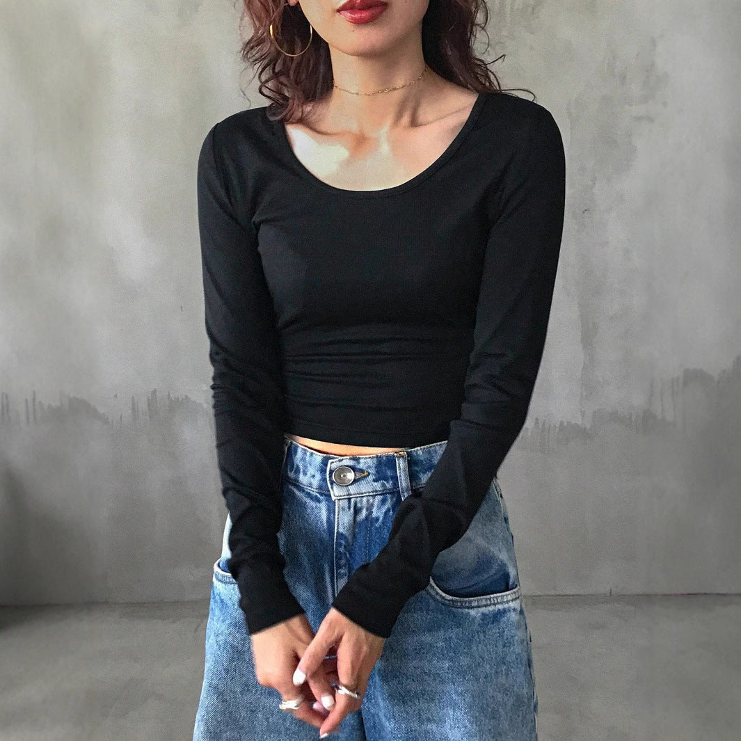 Långärmad T-shirt Dam Slim Fit Polyester med Slipsdekoration-2
