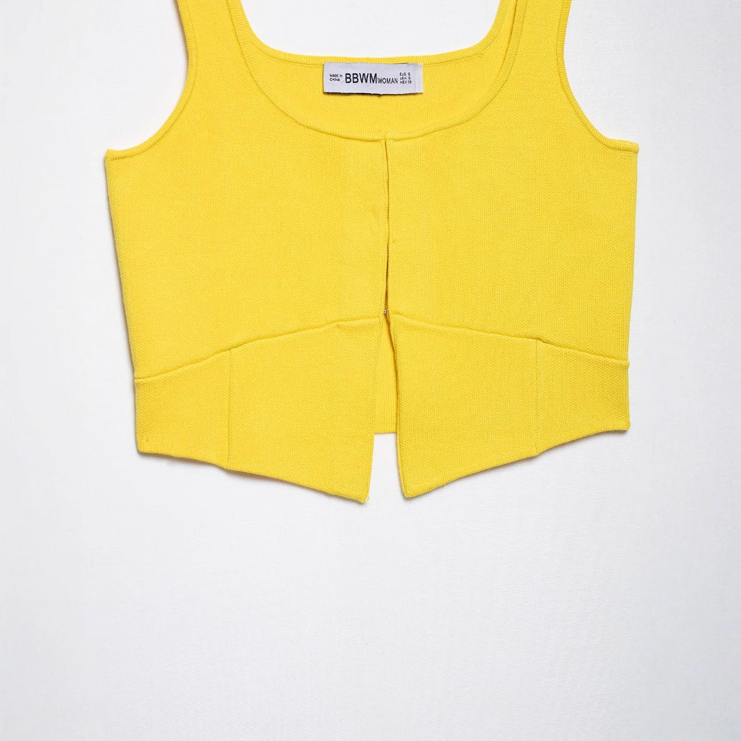 Dam Ärmlös Top med Beskuren Design Mjukt Stretchigt Material 4