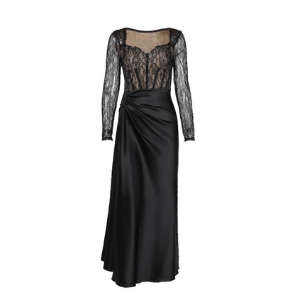 Kvinnors Aftonklänning Spets Draperad Satin Med Hjärformad Halsringning 6