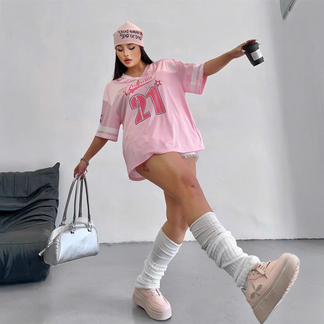 Dam V-ringad T-shirt Kort Ärmar Vintage Polyester Spandex-4