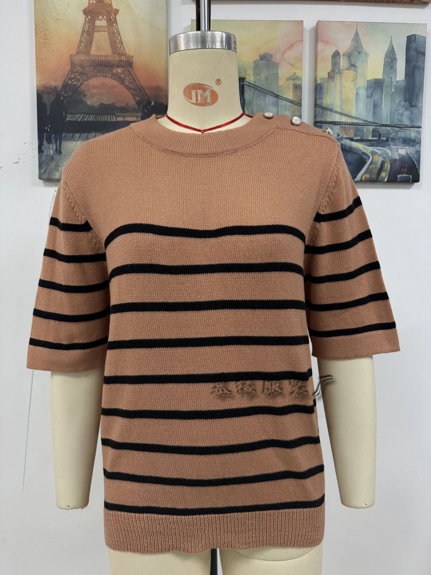 Stickad Dam Tröja Urban Stil Mjuk Medium Tjocklek 5