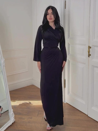 Dam Klänning Långärmad Med Huva Stretchigt Material-6