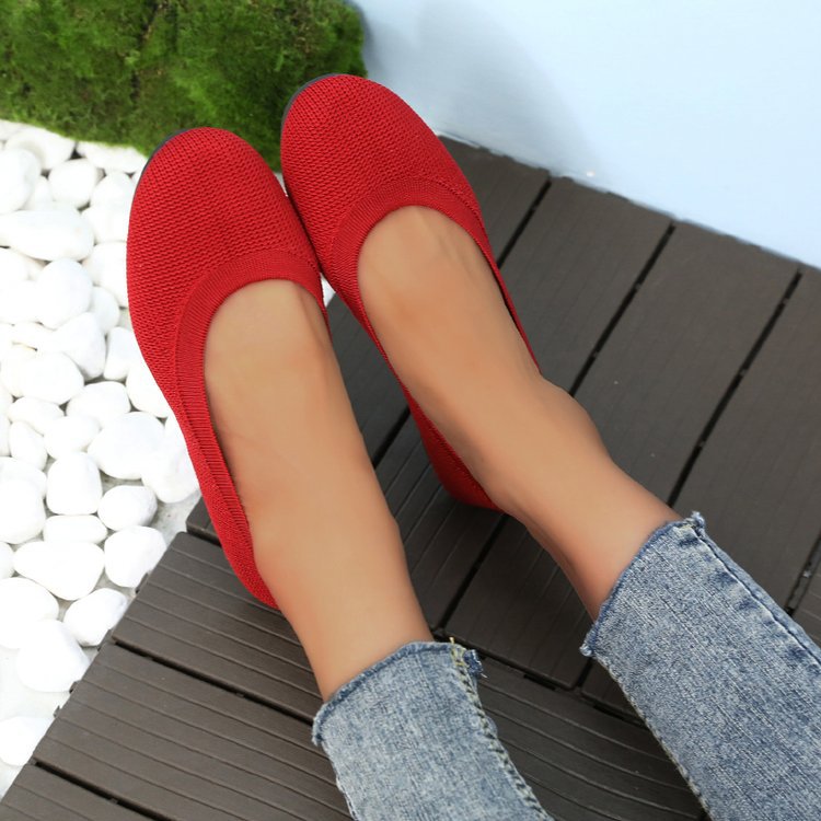 Kvinnors Ballerinas Slip-On Vävt Material med Halkfri Sula 14