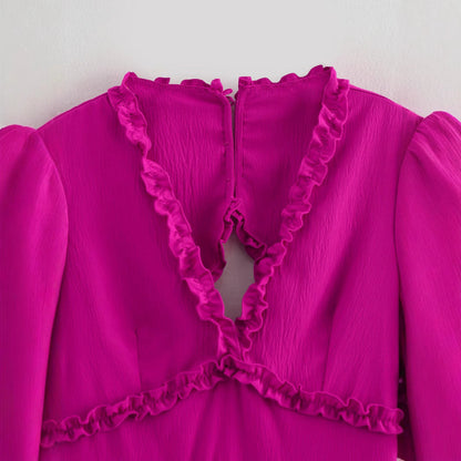 Kvinna A-Line Klänning Rüschenspitze Högkvalitativt Tyg-2