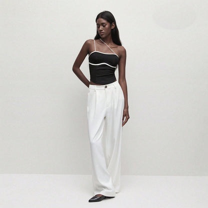 Kvinnors Topp Asymmetrisk Design Elastisk Material-4