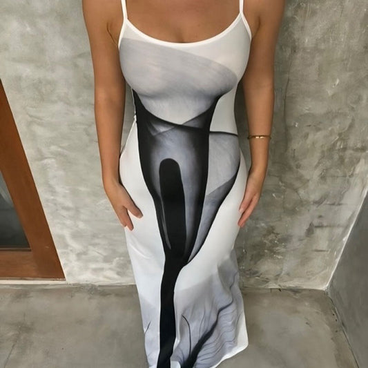 Kvinnors Lång Klänning A-linje Grafiskt Mönster Lätt Material 1