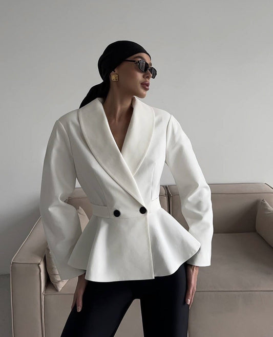 Kvinnors Peplum Blazerjacka Elegant Hårt Kläde 1