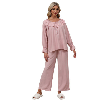 Kvinnors Långärmad Set Hemkläder Avslappnad Polyester-5