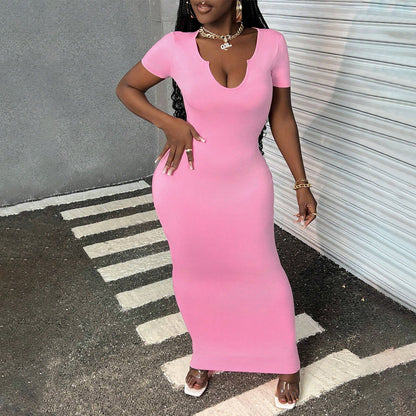 Damklänning Figurformad V-ringning Lång Polyester-2