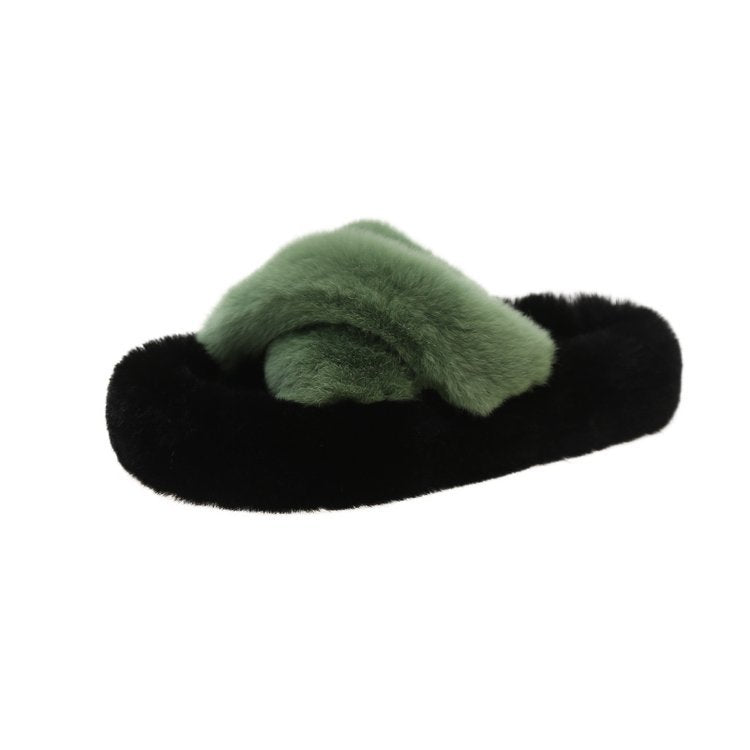 Damtofflor Fluffiga med Dekorativ Päls och Dämpande Sula 6