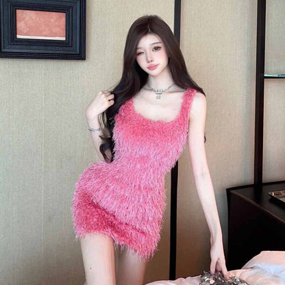 Kvinnors Bodycon Klänning Ryggfri Spaghetti Band Polyester Elastan-3