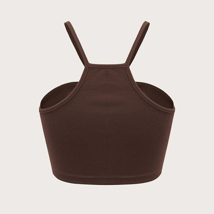 Kvinnor Festtop Ribbad Justerbara Spaghetti Bärare Elegant Topp 3