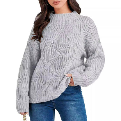 Stickad Dam Tröja med Drop-Shoulder Design i Akryl-4
