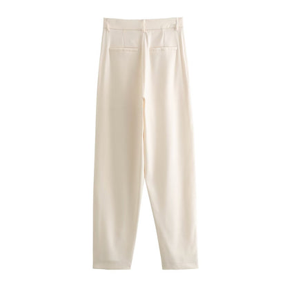 Damjacka Hög Midja Enknapps Polyester Långärmad Jacka för Dam-4