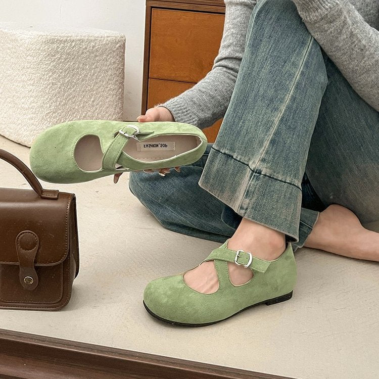 Dam Skor Mary Jane Klassisk Design Mocka med Vadderad Sula 5