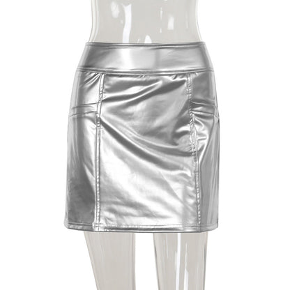 Minikjol för Damer i Metallic Design – Figurnära Passform, Elastiskt Tyg, Perfekt för Fest och Vardag 7