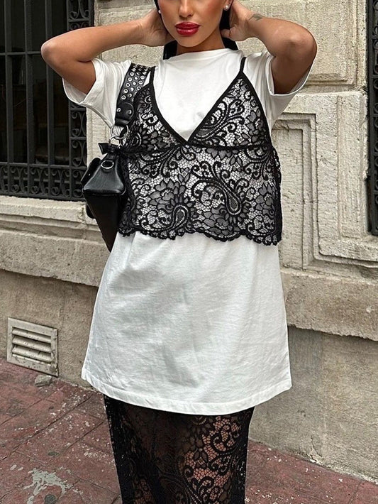 Kvinnors Croptop Skiktad Design Högkvalitativt Material 1