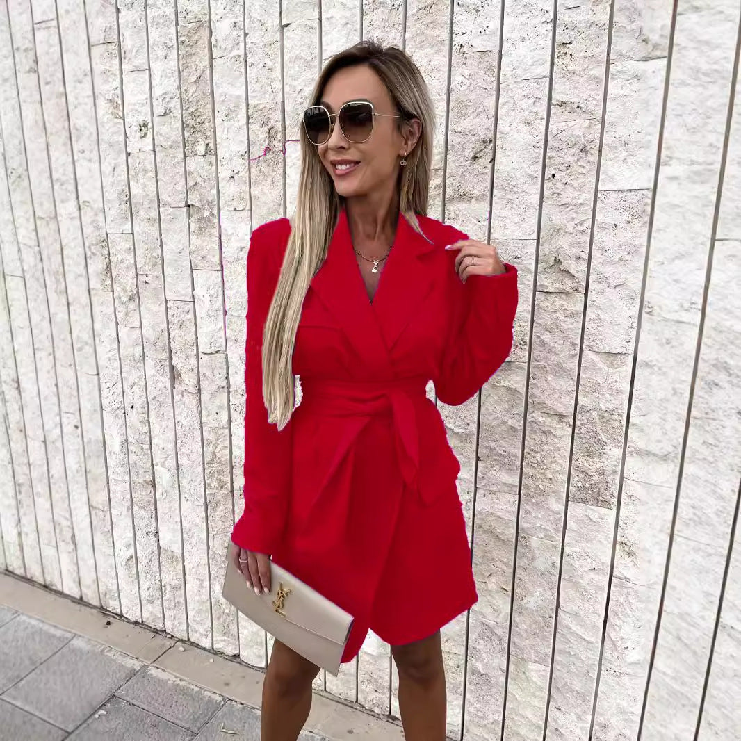 Kvinnors A-Line Klänning Bred Krage Polyester Midi 3