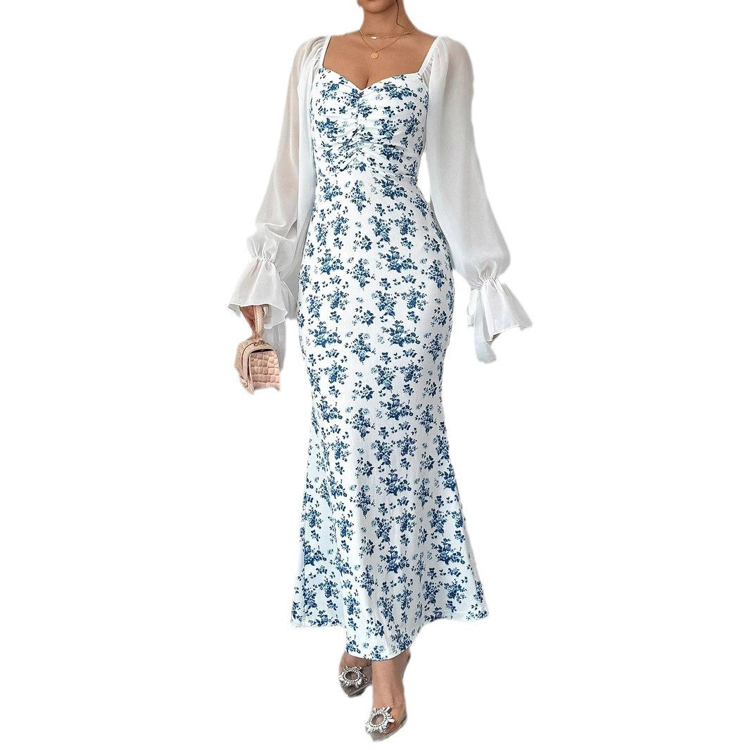 Variant image for Dam Klänning Bodycon Chiffong Blommig Lång Ärmar-1