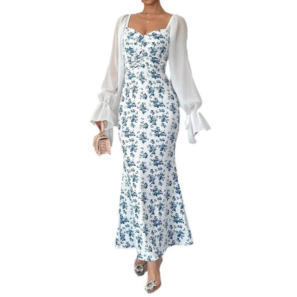 Variant image for Dam Klänning Bodycon Chiffong Blommig Lång Ärmar-1