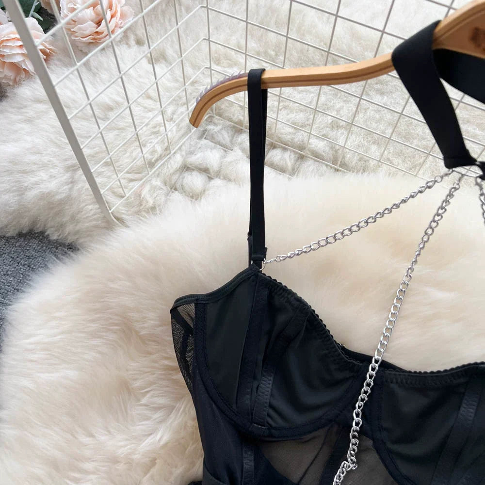 Damunderkläder Set Hög Midja Polyester Snygga Underkläder Body-6
