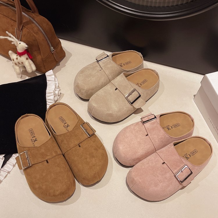 Dam Träskor Justerbara Remmar Mocka med Gummisula-5