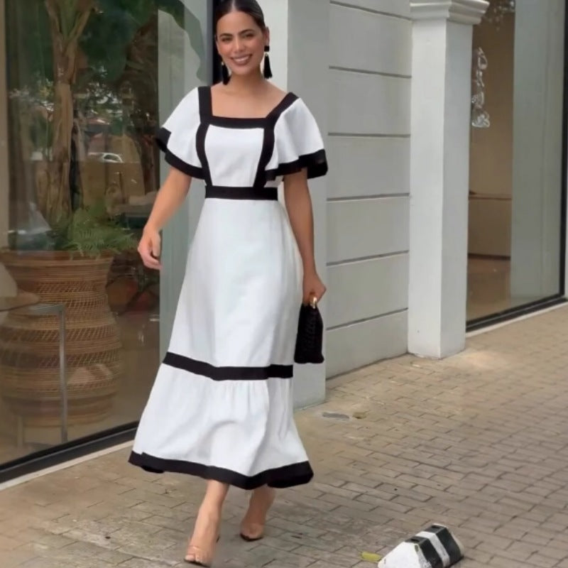 Kvinnors Lång Klänning Delad Smal Fit Spandex Polyester-3