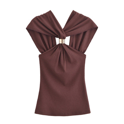 Kvinna Halterneck Top Slim Fit Polyester-2