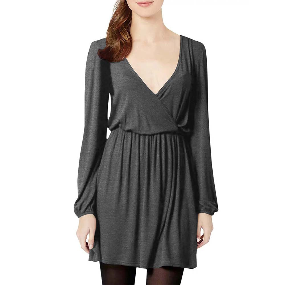 Kvinnors A-Line Kjol Djup V-ringning Högkvalitativt Tyg-2