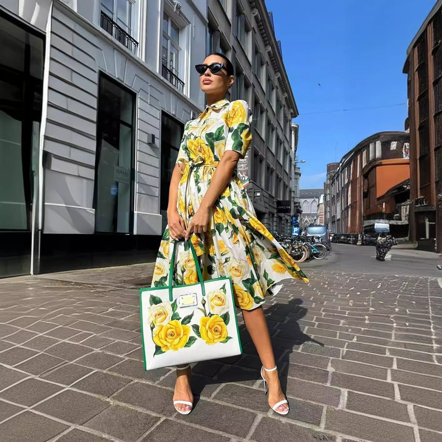 Damklänning Off-Shoulder A-Linje Polyester Midi Fina Dam Klänningar-2