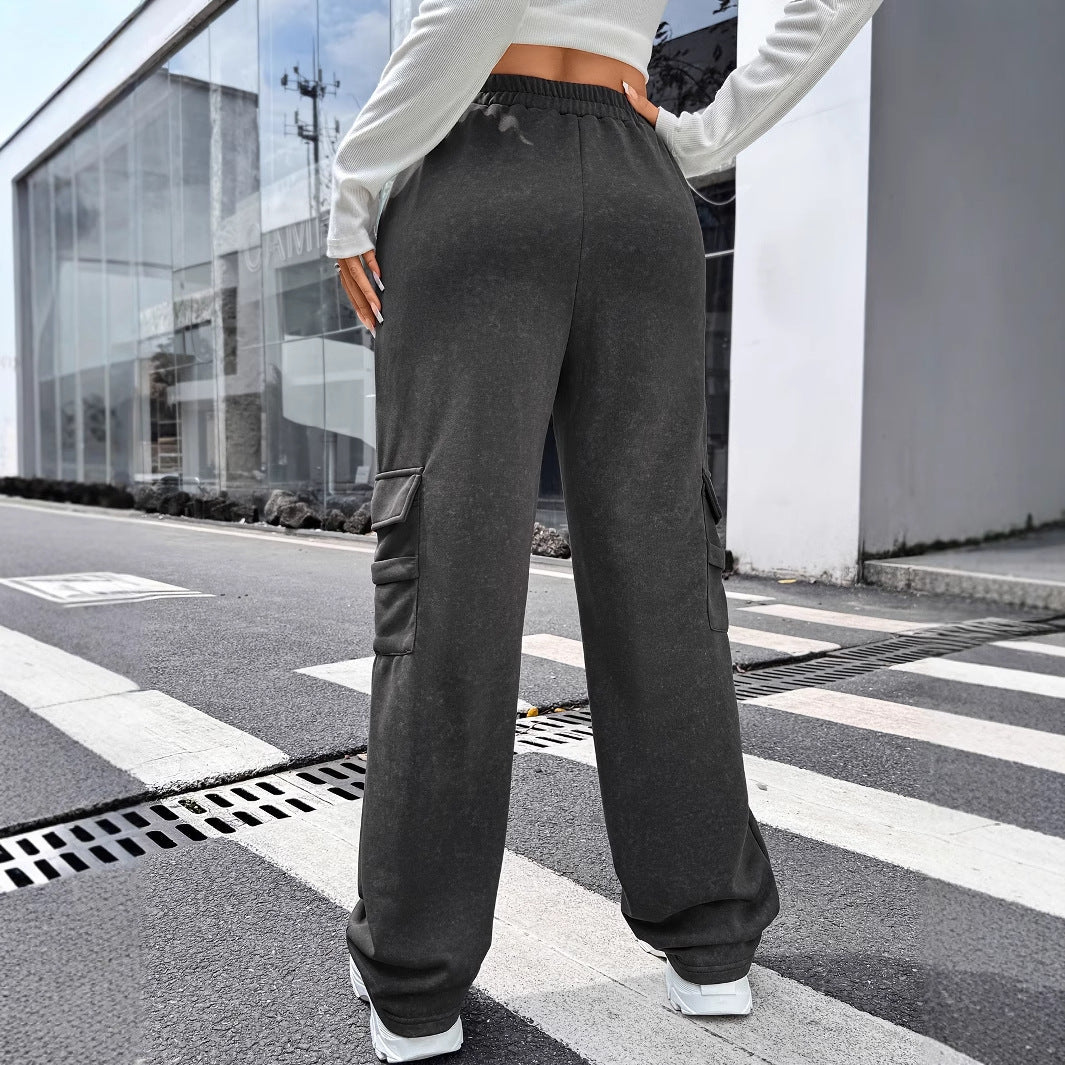 Fritidsbyxor Dam med Bred Snitt och Elastiskt Midjeband - Andningsbart Material för Sport och Avkoppling 5