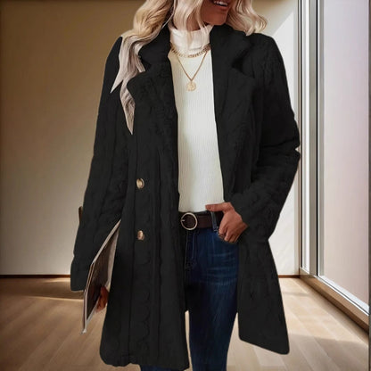 Dam Mid-Length Kappa Dubbelknäppt Högkvalitativt Tyg-3