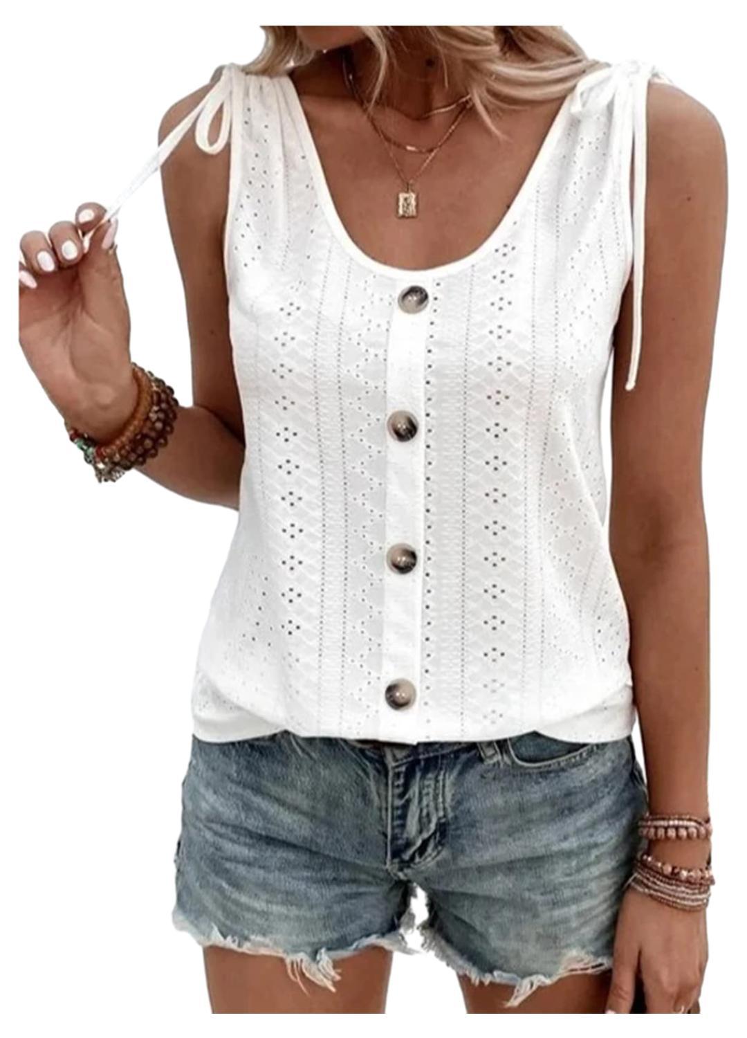 Dam Väst Rund Hals Kabelknappfri Mjuk Polyester-3