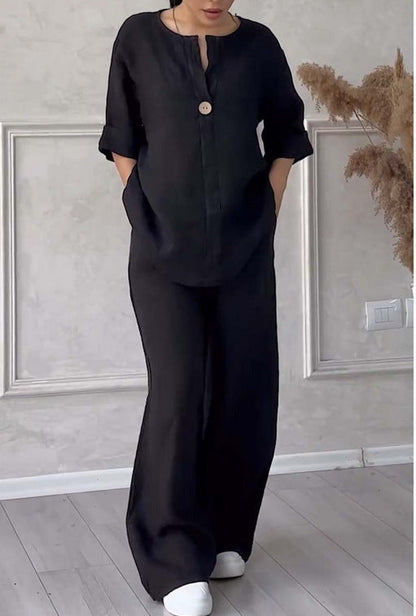 Kvinnors Långa Byxor Avslappnad Bomullslinne 7