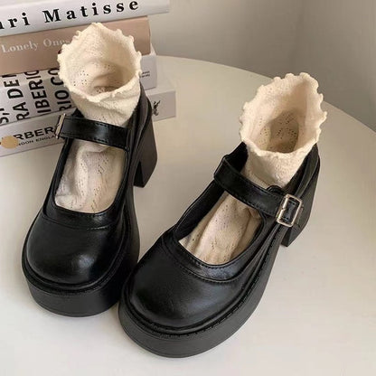 Dam Skor Mary Jane Pumpar Modern Design med Blockhäl och Vadderad Fotbädd 7