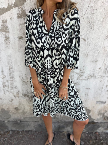 Kjol Dam Plisserad V-ringad Blommig Polyester-1