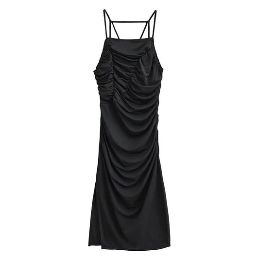 Kvinnors Omslagsklänning Justerbara Bärare Flödande Material-1