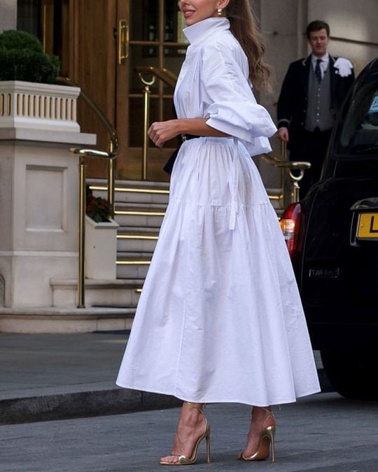 Fina Dam Klänningar Lång A-Linje V-Ringning Polyester-1