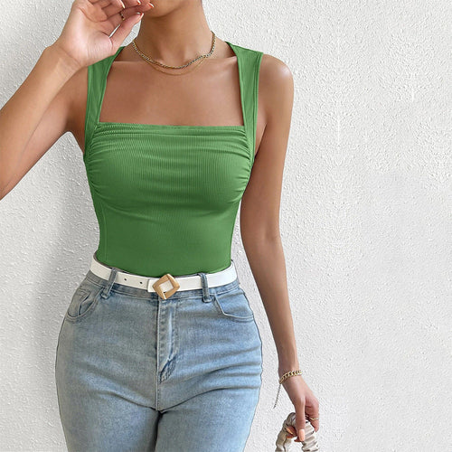 Dam Stickad Väst Ärmlös Elastisk Passform-1