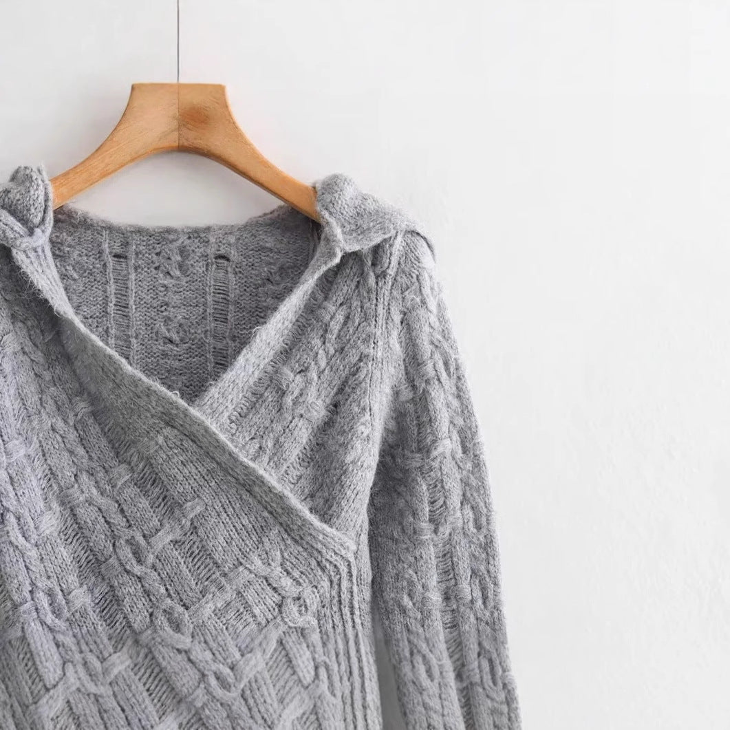 Kvinnors Cardigan Modern Design Flätmönster Mjukt Stickmaterial-4