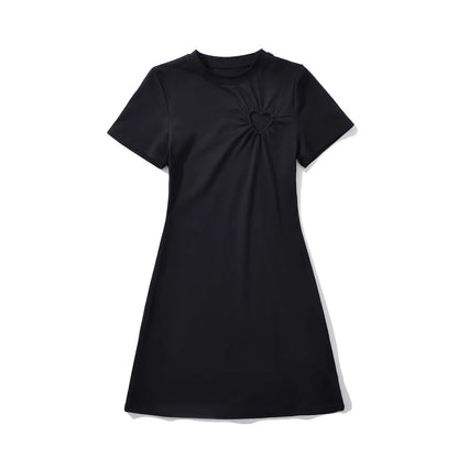 T Shirtklänning för Kvinnor med Hjärthalsring i Andningsbar Bomull – Löst Snitt, Perfekt för Sommarens Evenemang 7