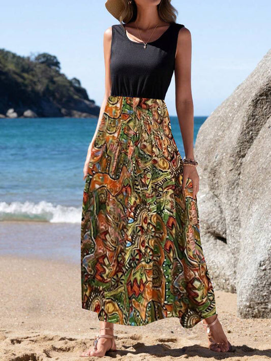 Dam Maxi Midi Kjol Blommönster Polyester A-Line 1