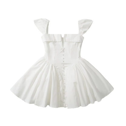 Kvinnors Miniklänning med Puffärmar och Svängande Kjol i Andningsbart Material – Perfekt för Festliga Tillfällen 2